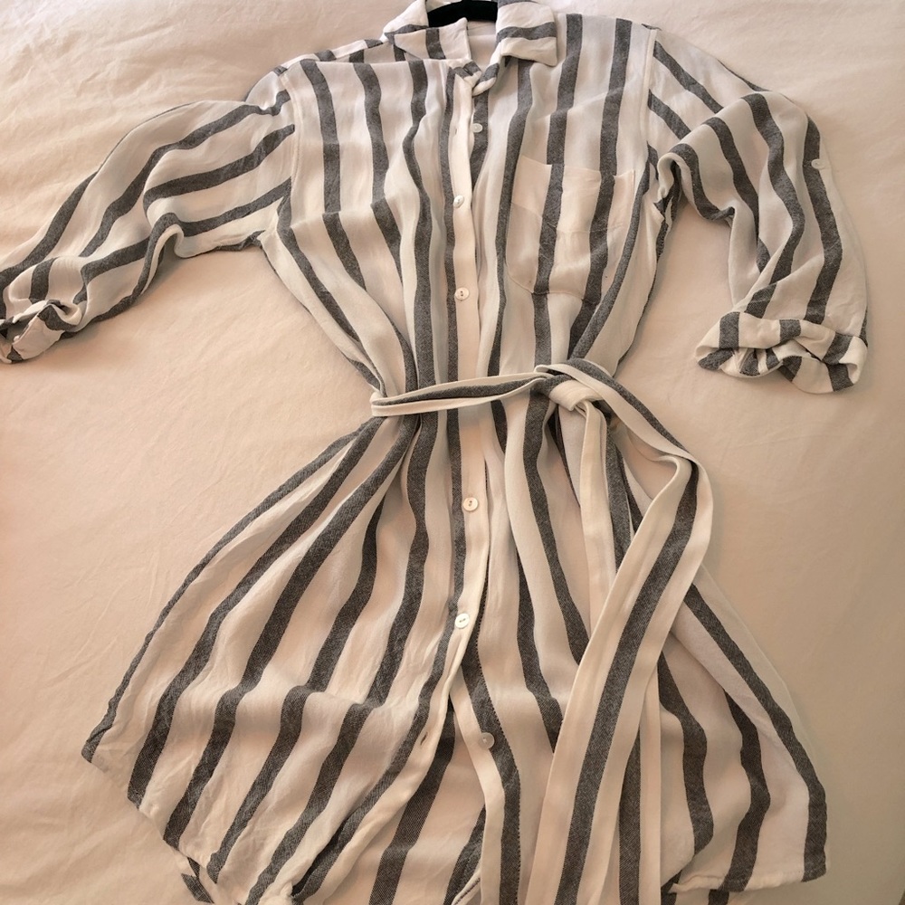 Striped lightweight button down tunic